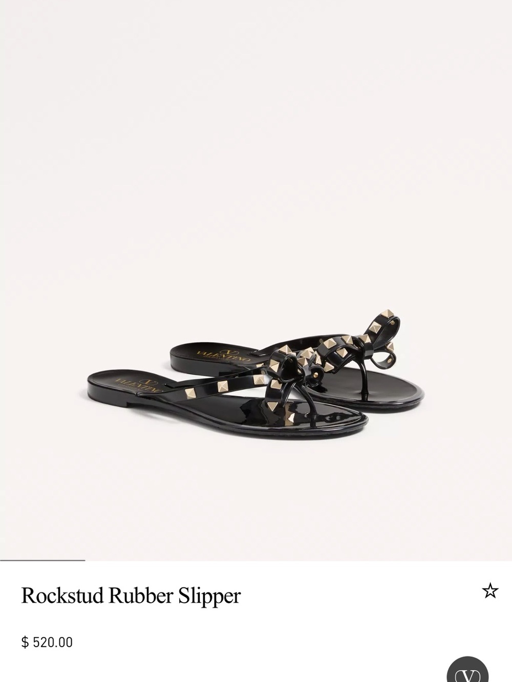 Valentino Garavani Black Rockstud Patent Rubber Bow Thong Sandal
